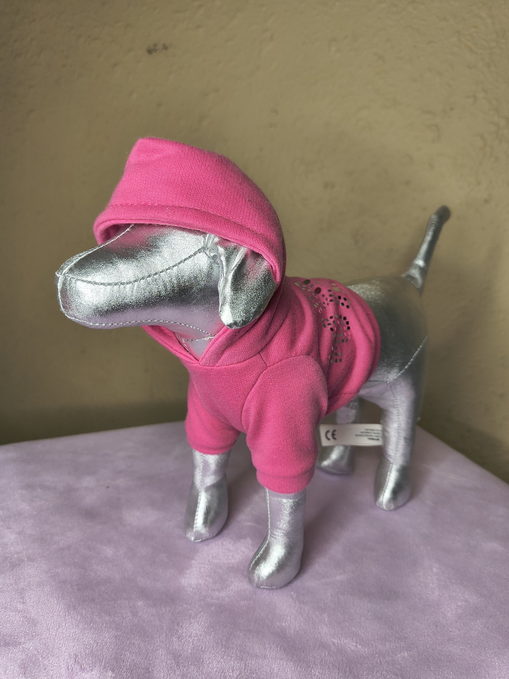 PINK Victoria's Secret Hot Pink Dog With Pink Hoodie